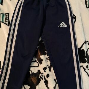 Adidas Kids Dark Blue Joggers with White Stripes